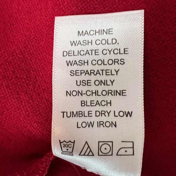 Catherines Womens Midi Dress Size 1X Red Ruffle-Trim 3Q Sleeves Modest - Picture 7 of 7